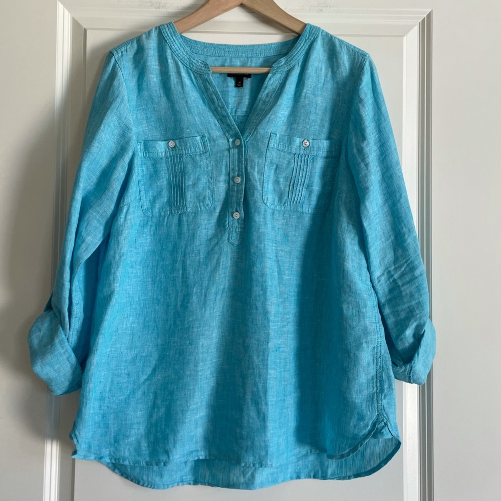 Talbots 100%Linen Women’s V-Neck Top